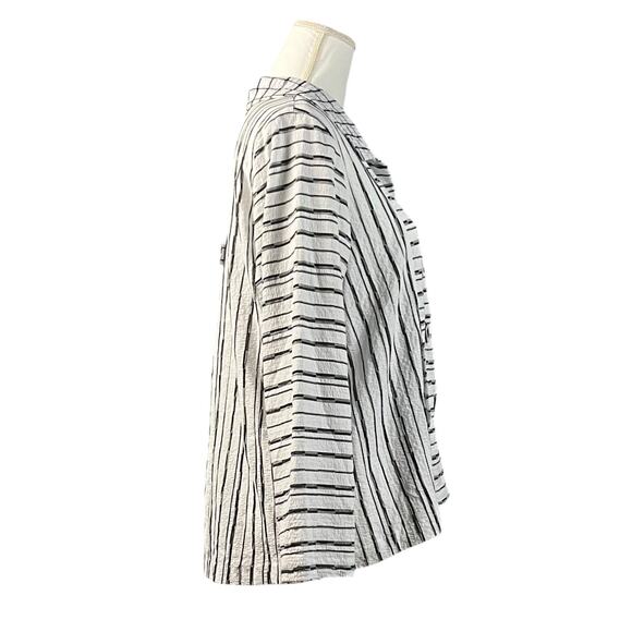 Habitat Clothes To Live In Tunic Size Medium Black White Stripes Textured Artsy - Picture 5 of 13